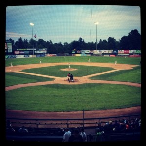 An old-school way of watching baseball at Vermont. 